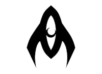 a black and white image of an alien symbol